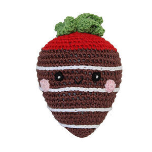 The Organic Cotton Chocolate Covered Strawberry Knit Dog Toy
